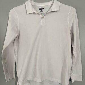 Lands' End Kids White Long Sleeve Polo Shirt Girls XL
